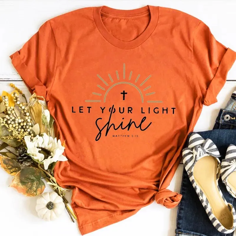 Let Your Light Shine Women's Religious Short Sleeve Shirt