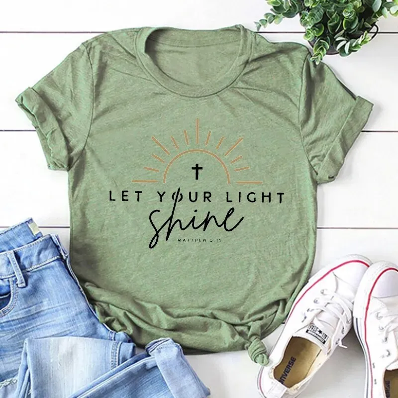 Let Your Light Shine Women's Religious Short Sleeve Shirt