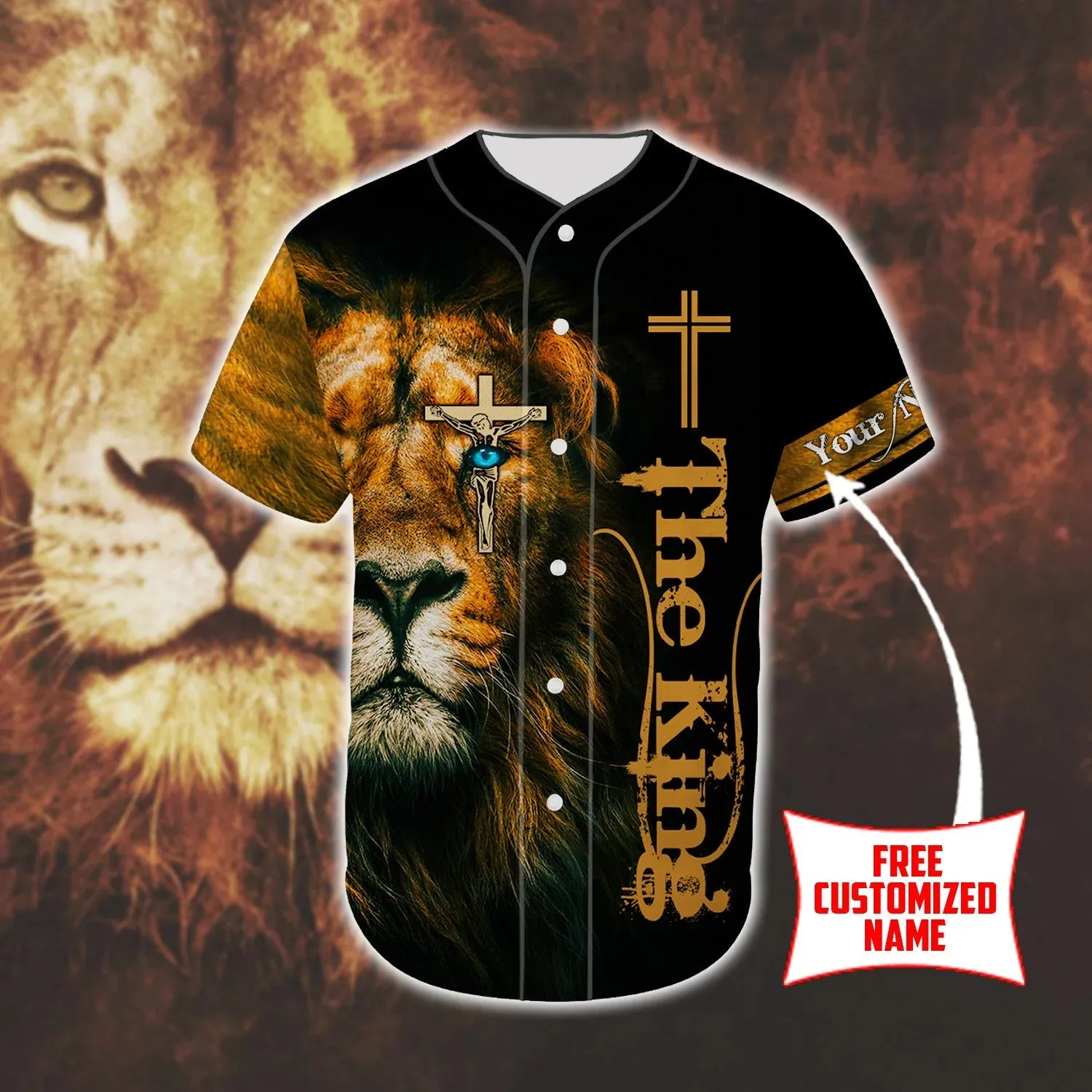 Lion The King Cross Custom Baseball Jersey - Personalized Jesus Baseball Jersey For Men and Women