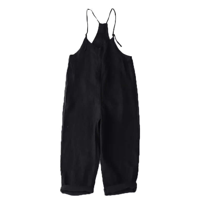 Loose Fit Overalls Linen Dungarees Plus Size Cargo Pants