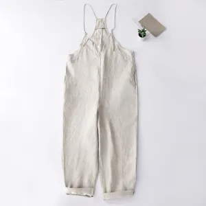 Loose Fit Overalls Linen Dungarees Plus Size Cargo Pants