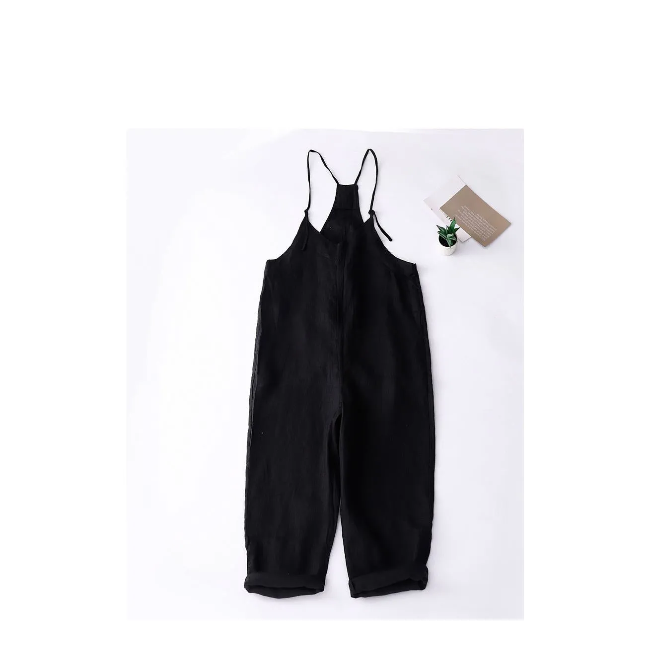 Loose Fit Overalls Linen Dungarees Plus Size Cargo Pants