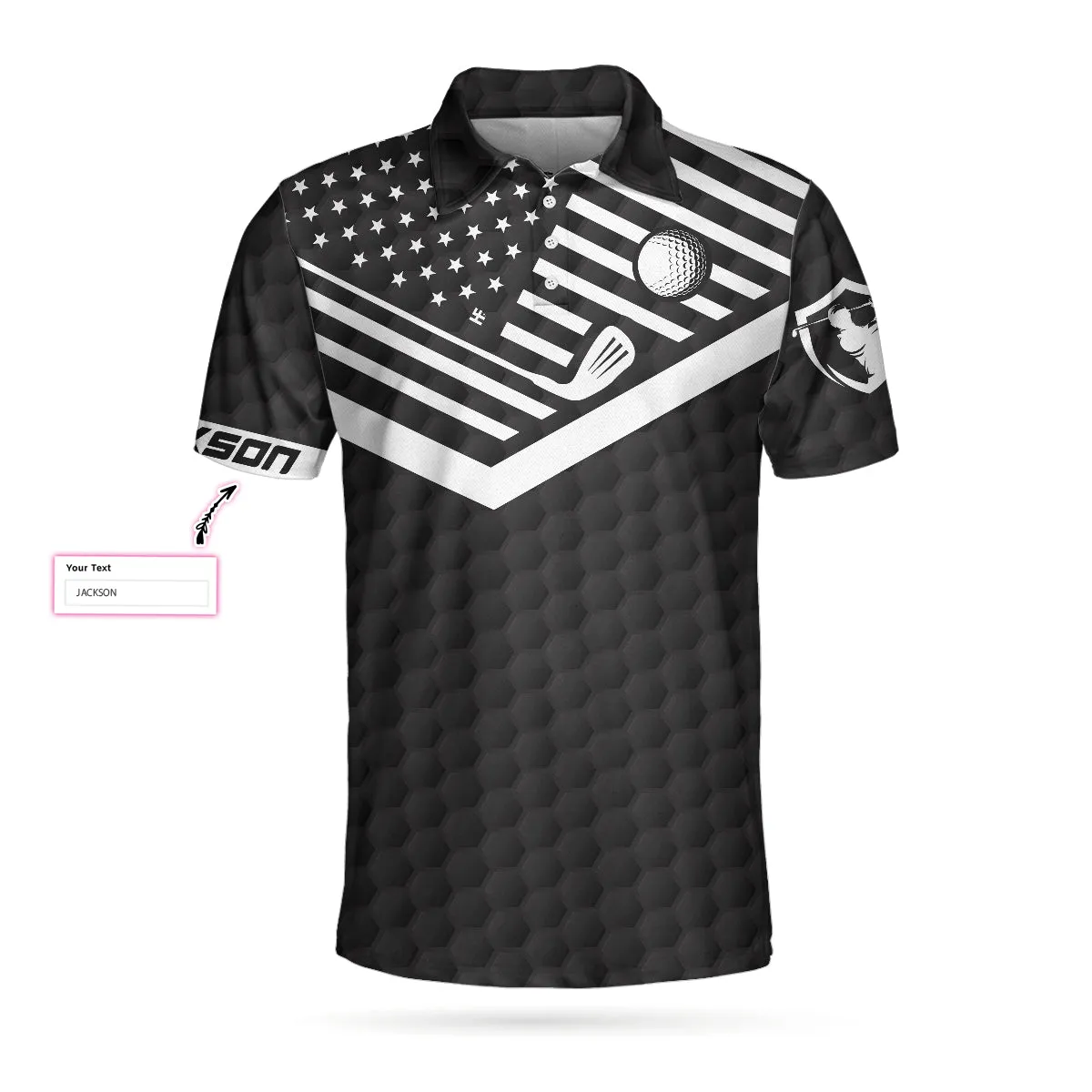 Meet Me At The 19Th Hole Golf Custom Polo Shirt, Personalized Black American Flag Golf Shirt For Men Coolspod