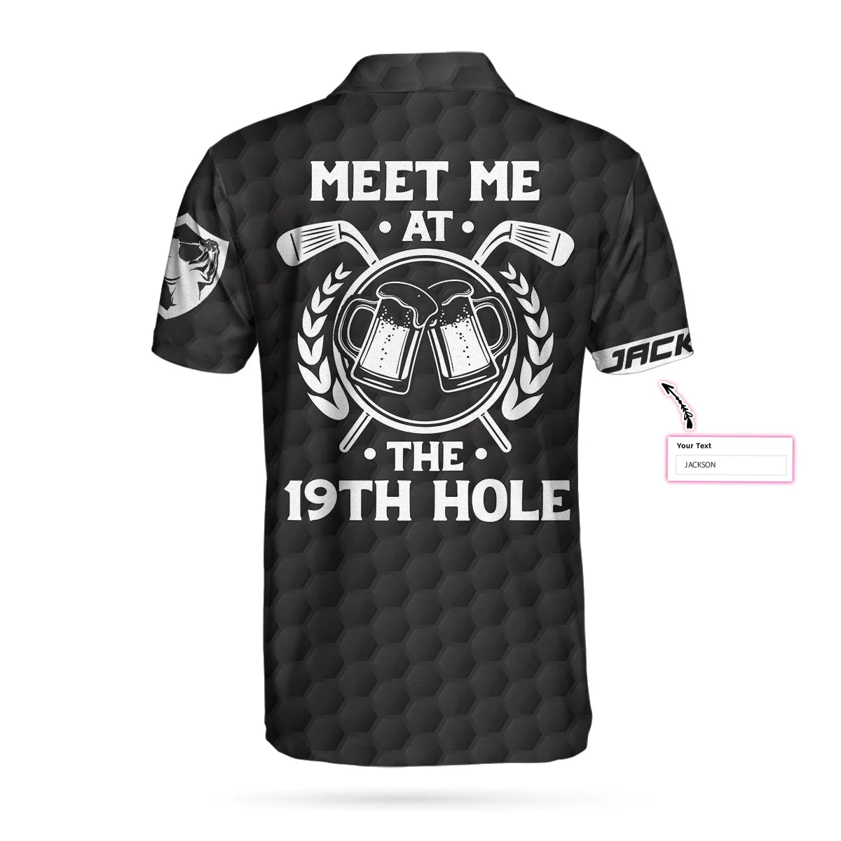 Meet Me At The 19Th Hole Golf Custom Polo Shirt, Personalized Black American Flag Golf Shirt For Men Coolspod