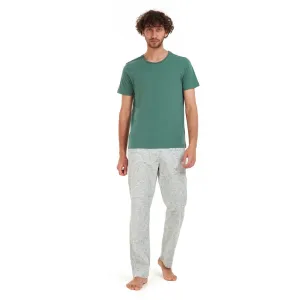 Men summer pajama set Teal T-shirt   Pistache pants