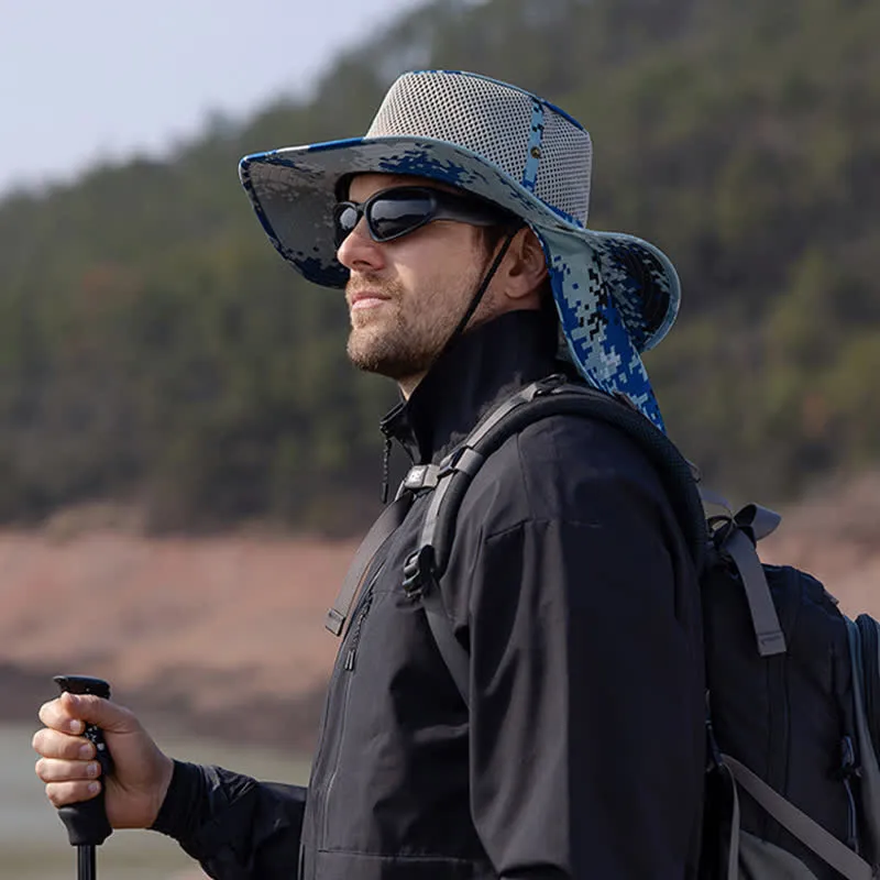 Men's Camouflage Sun Mesh Design Bucket Hat