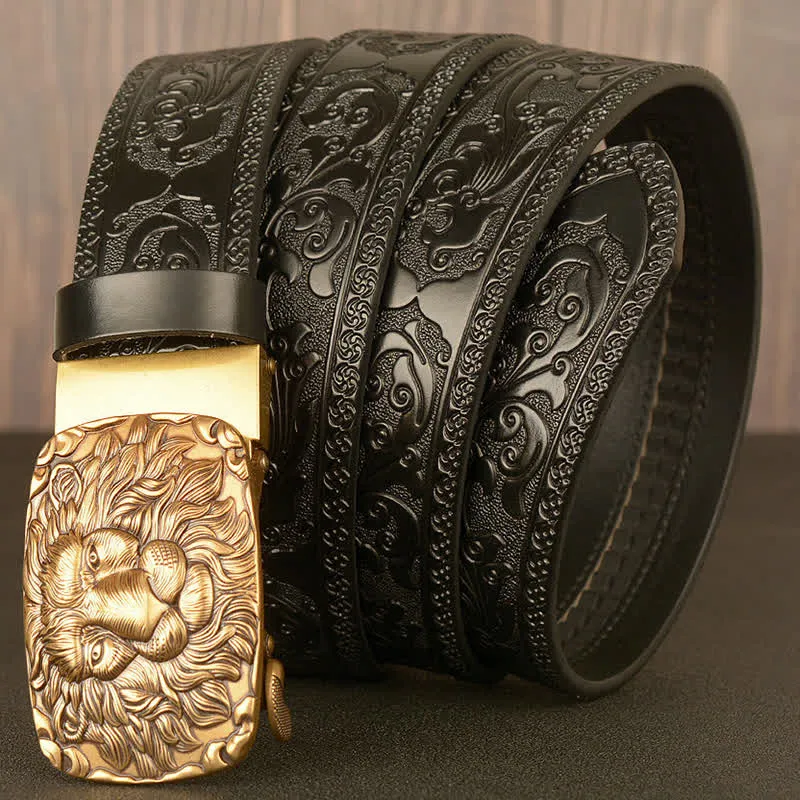 Men's Honor Male Lion Head Leather Belt