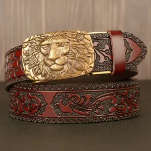 Men's Honor Male Lion Head Leather Belt