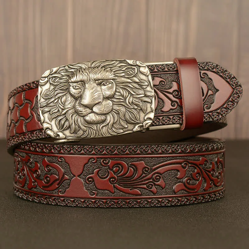 Men's Honor Male Lion Head Leather Belt