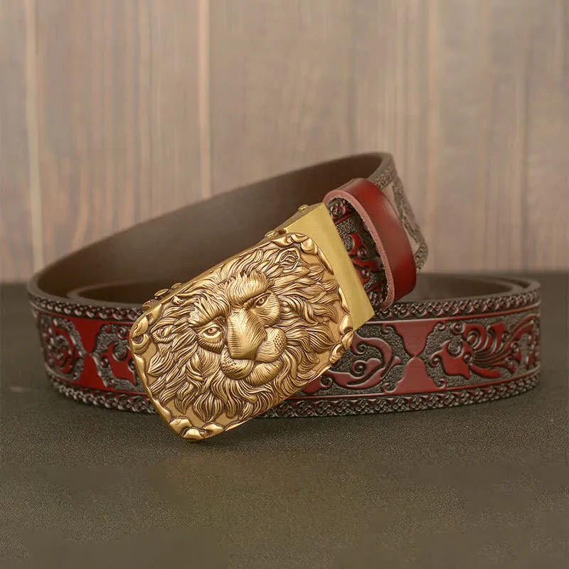 Men's Honor Male Lion Head Leather Belt