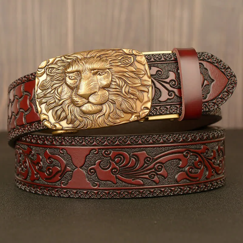 Men's Honor Male Lion Head Leather Belt