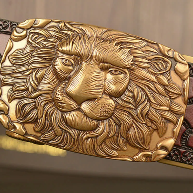 Men's Honor Male Lion Head Leather Belt