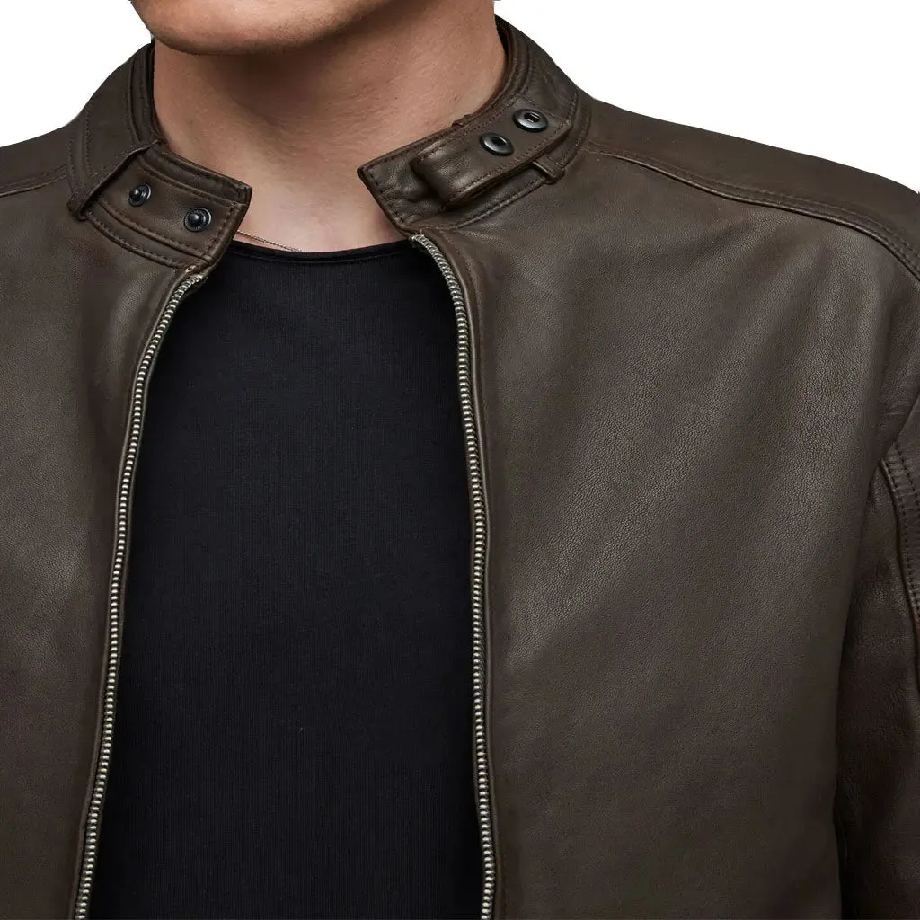 Men's Leather Collar Jacket 100% Genuine Lambskin Biker Leather Jacket