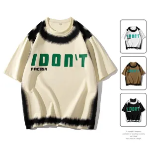 Men's T-Shirt Letter Round Neck Trendy Print Short Sleeve Tee