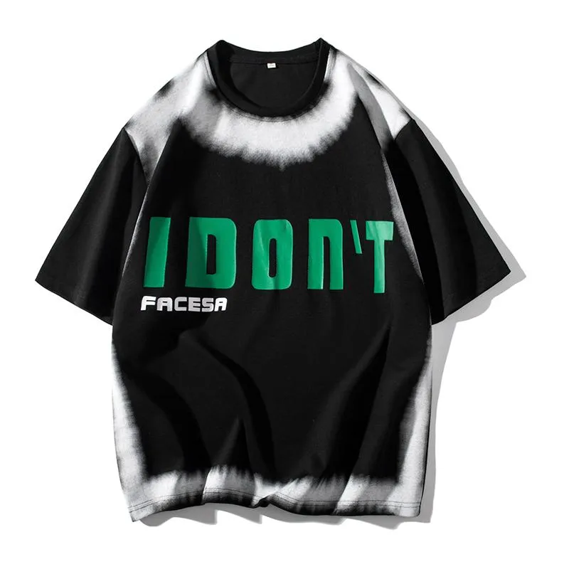 Men's T-Shirt Letter Round Neck Trendy Print Short Sleeve Tee