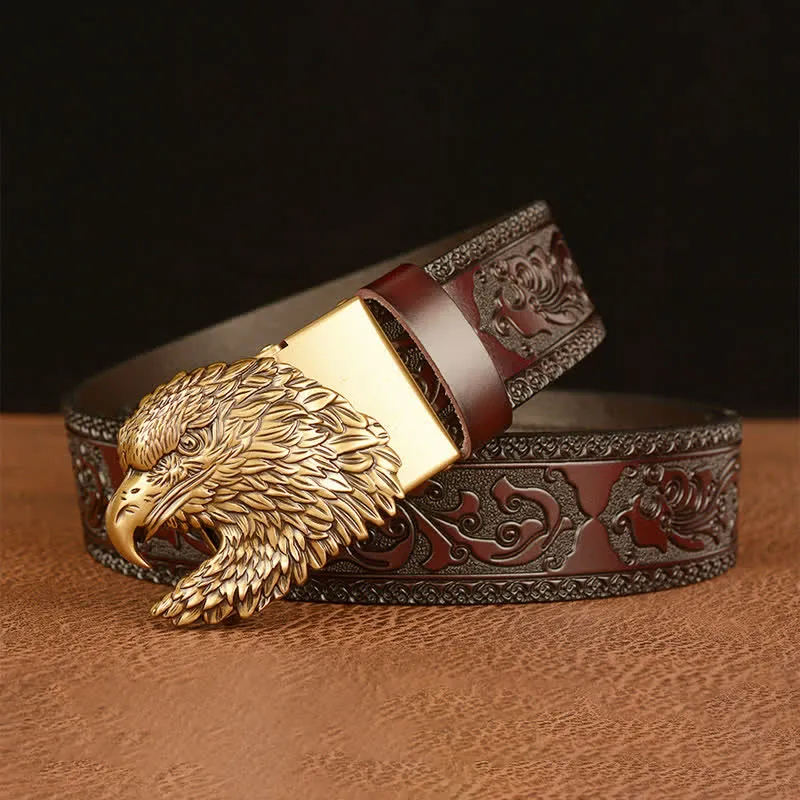 Men's Three-dimensional Eagle Head Leather Belt