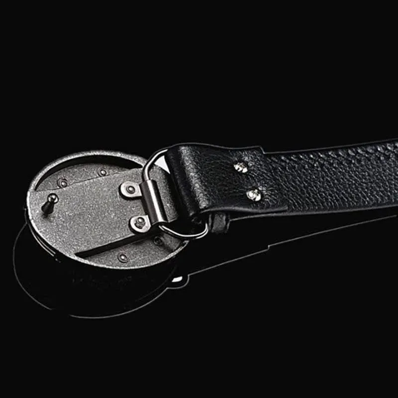 Men's Vintage 3D Dragon Leather Belt With Folding Knife