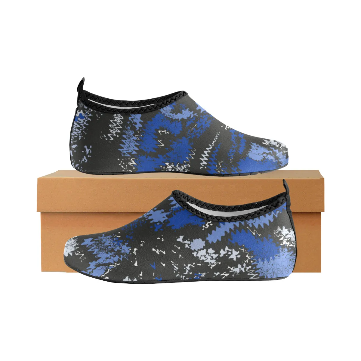 Men's Zig Zag Doodle Print Canvas Barefoot Shoes