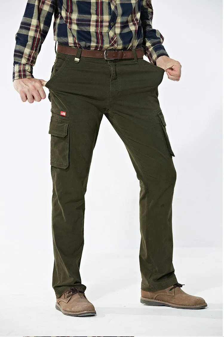 Multi-pocket Trousers Mid-waist Men's Pants Autumn Thickening Outdoor Sports Overalls