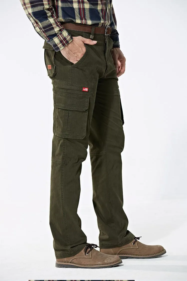 Multi-pocket Trousers Mid-waist Men's Pants Autumn Thickening Outdoor Sports Overalls