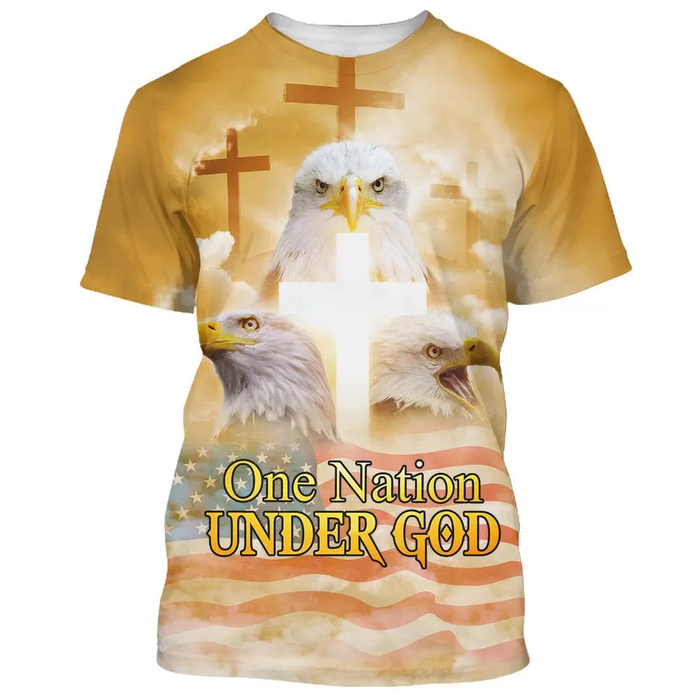 One Nation Under God Eagle American 3d All Over Print Shirt - Christian 3d Shirts For Men Women