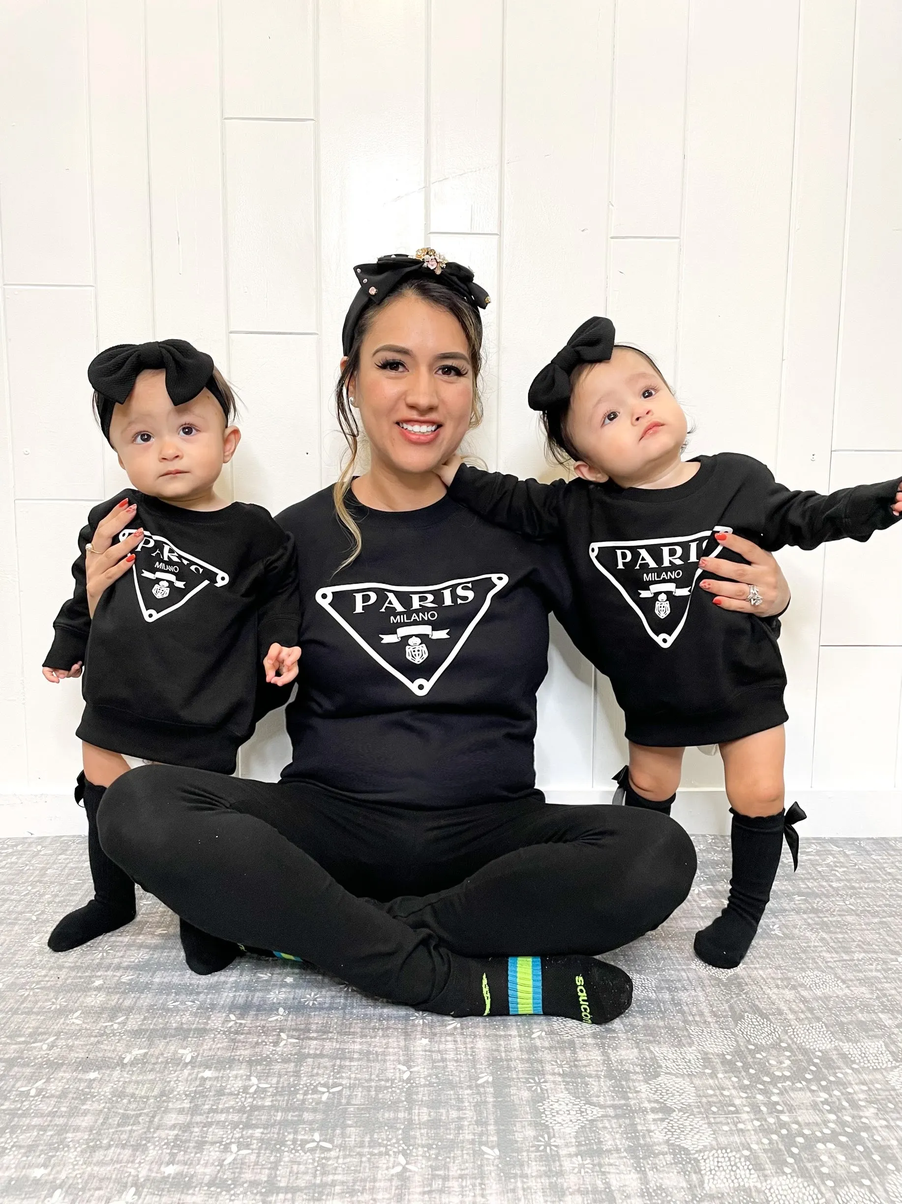 Paris Milano Black Sweatshirt - Mama and Mini Collection - Kids and Baby Sizing