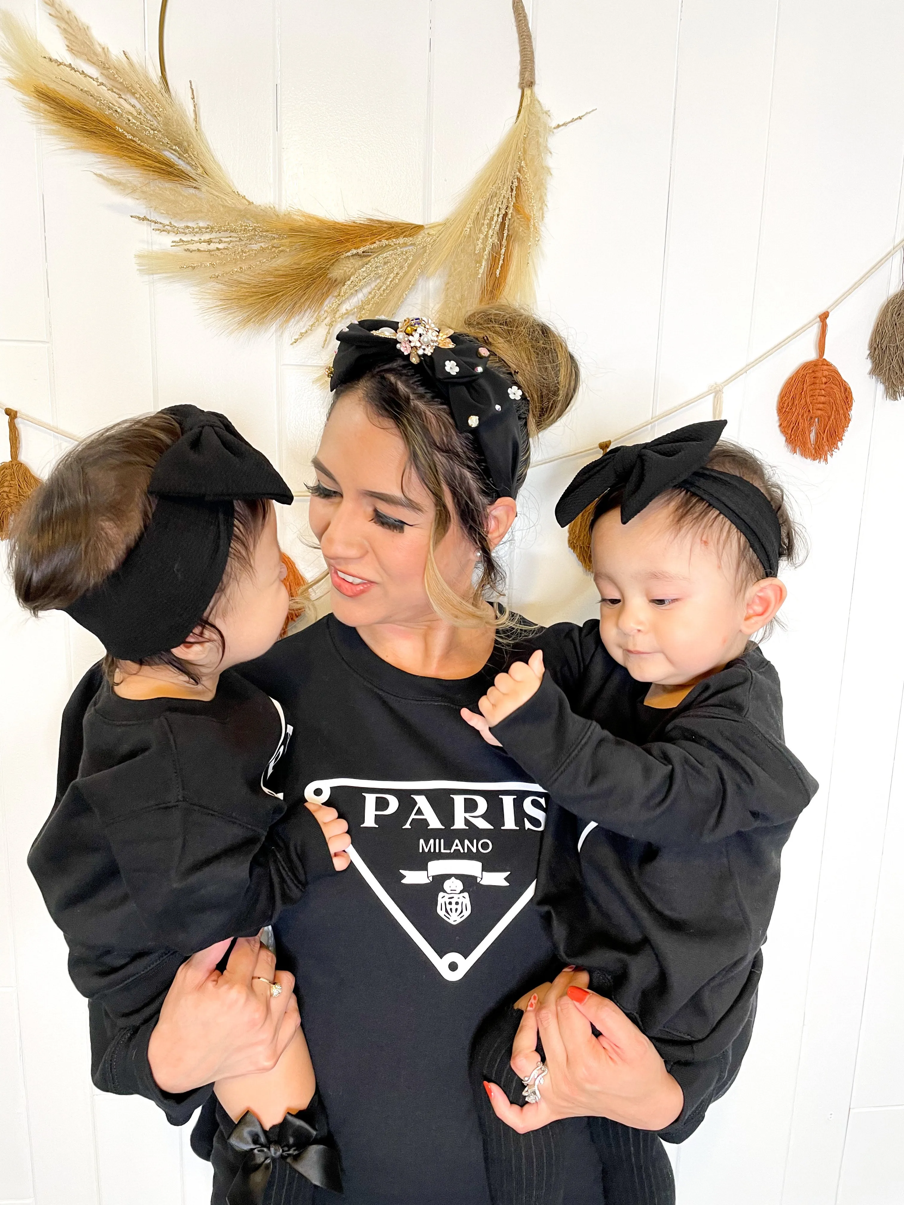 Paris Milano Black Sweatshirt - Mama and Mini Collection - Kids and Baby Sizing