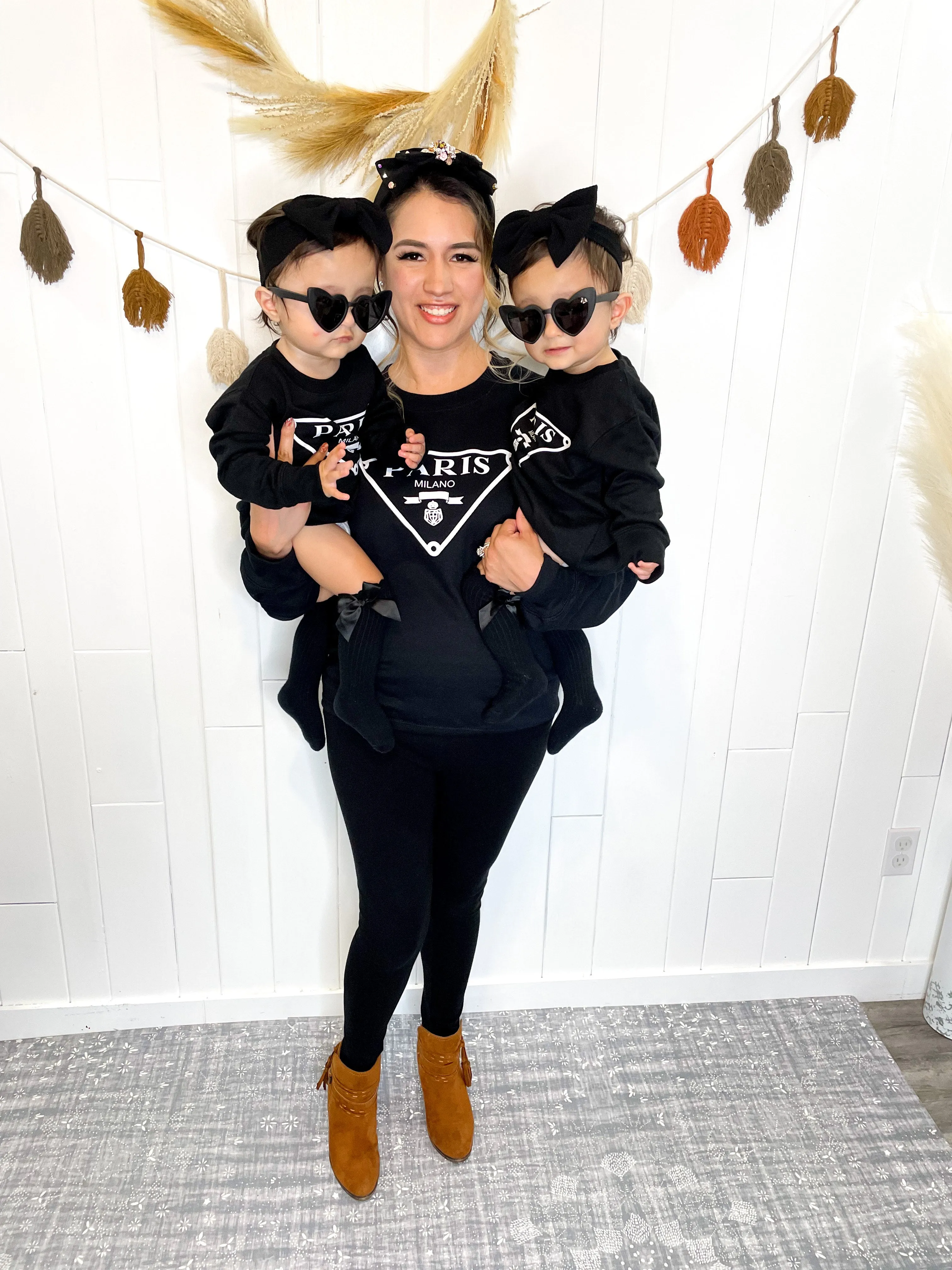 Paris Milano Black Sweatshirt - Mama and Mini Collection - Kids and Baby Sizing