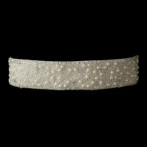 Pearl, Crystals Glass Bead Wedding Sash Bridal Belt