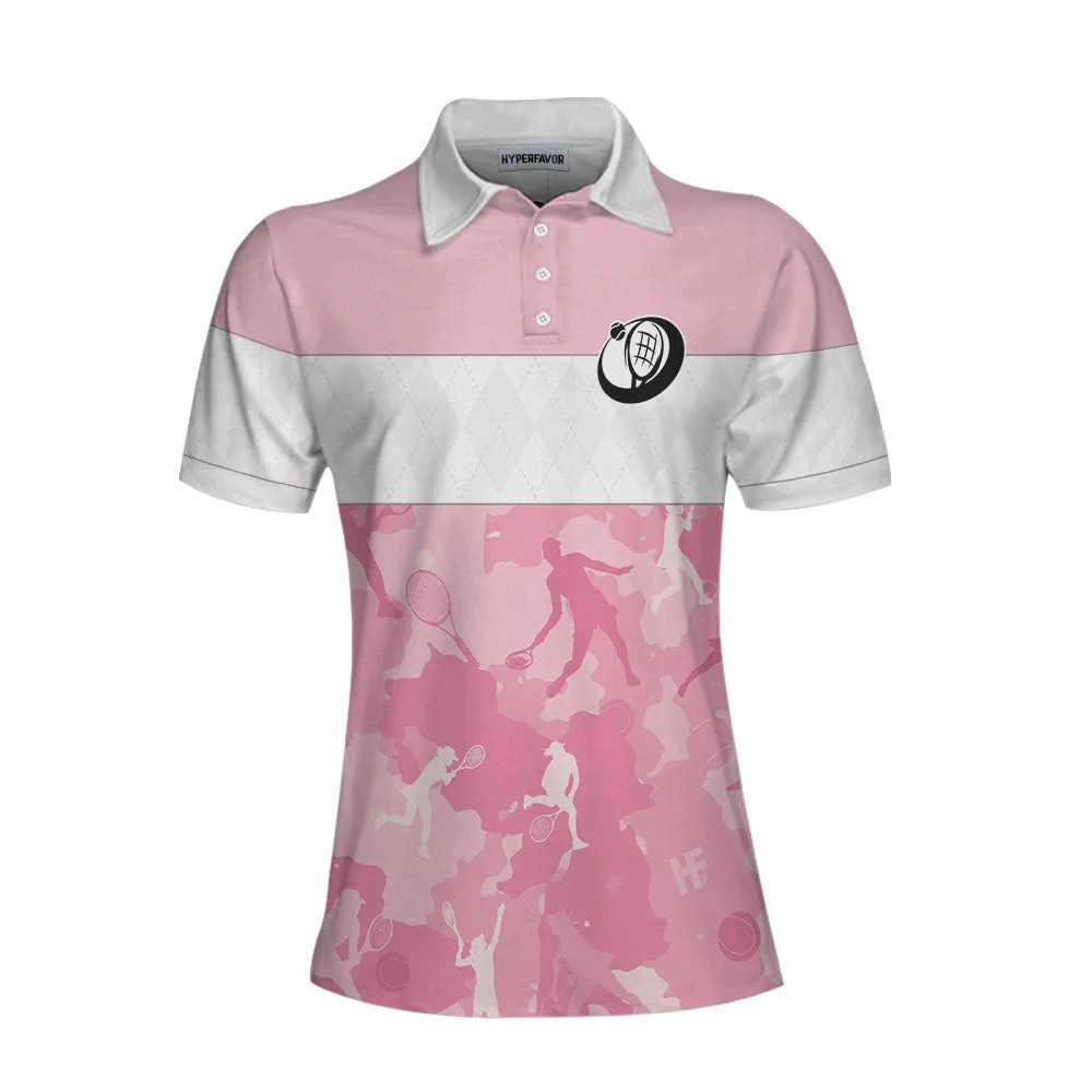 Queen Of The Court Short Sleeve Women Polo Shirt, White And Pink Shirt For Women, Unique Female Tennis Gift Coolspod