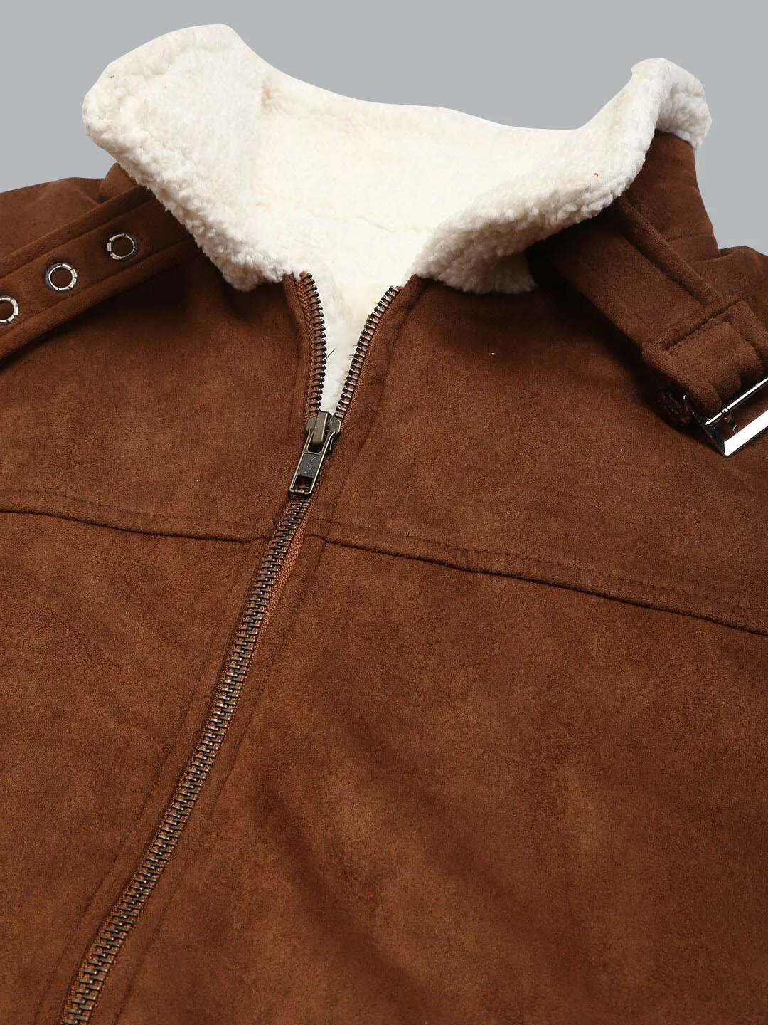 Real Brown Suede Windbreaker Padded Jacket for Men