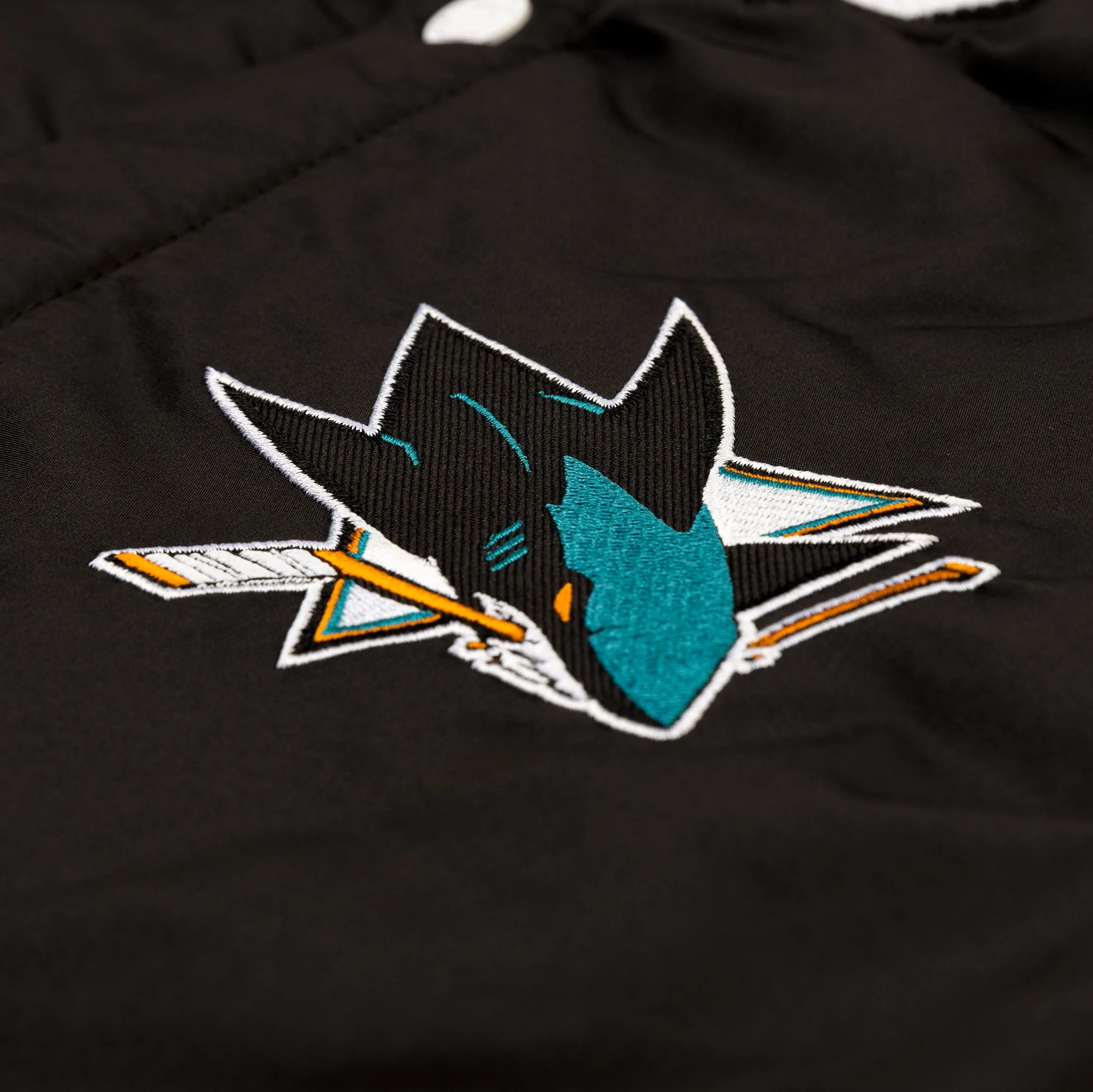 San Jose Sharks Reversible Letterman Mens Jacket (Black/White)