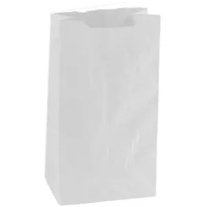 Self-Opening Style White Kraft Paper Shopping Bags. - 4.25" x 2.50" x 8.00"