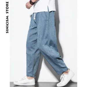 Sinicism Store Plus Size Cotton Linen Harem Pants Mens Jogger Pants 2018 Male Casual Summer Track Pants Trousers