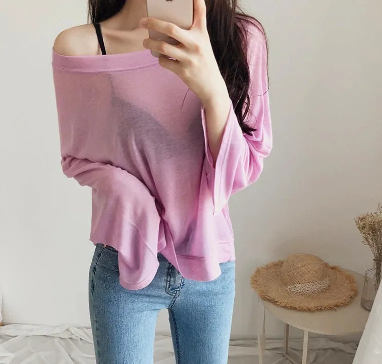 Spring Sexy Elastic Korean Style Skinny Slim Fit Long Sleeve Tops #2129