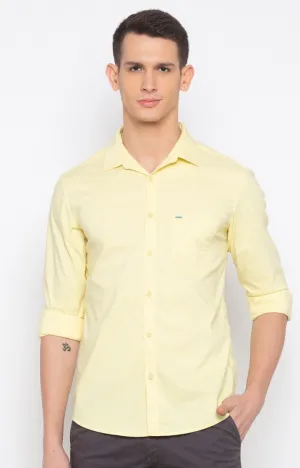 Spykar Men Lemon Yellow Polycotton Slim Fit Shirt