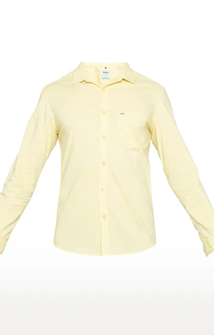 Spykar Men Lemon Yellow Polycotton Slim Fit Shirt