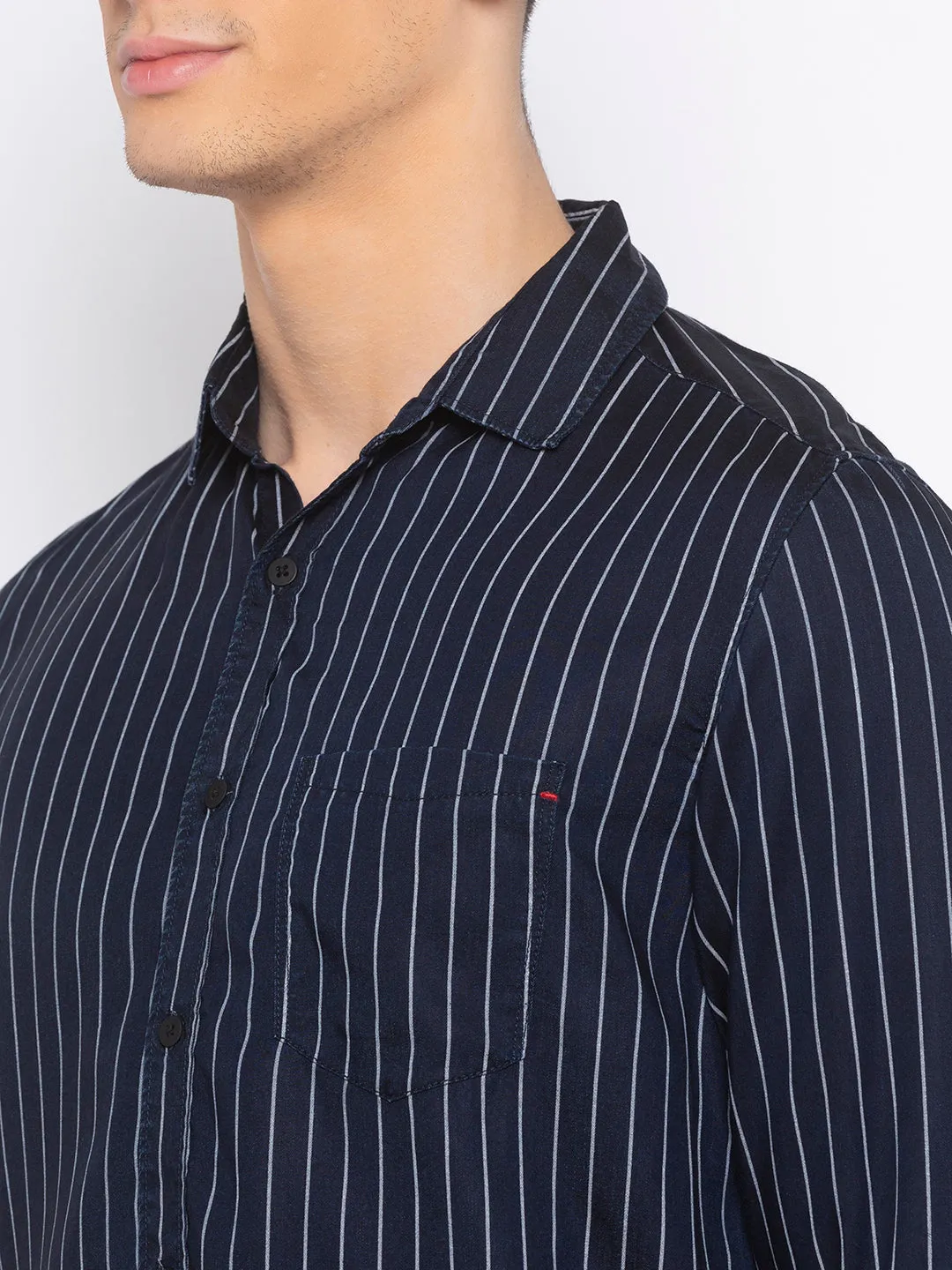 Spykar Men Navy Modal Slim Fit Shirt