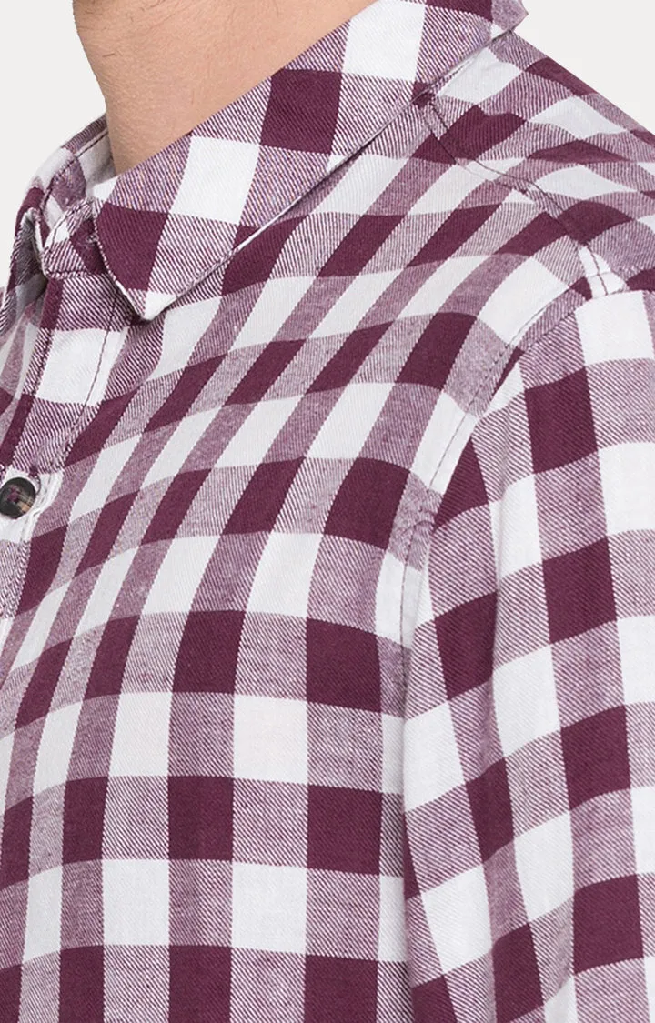 Spykar Men Purple Checked Slim Fit Casual Shirt