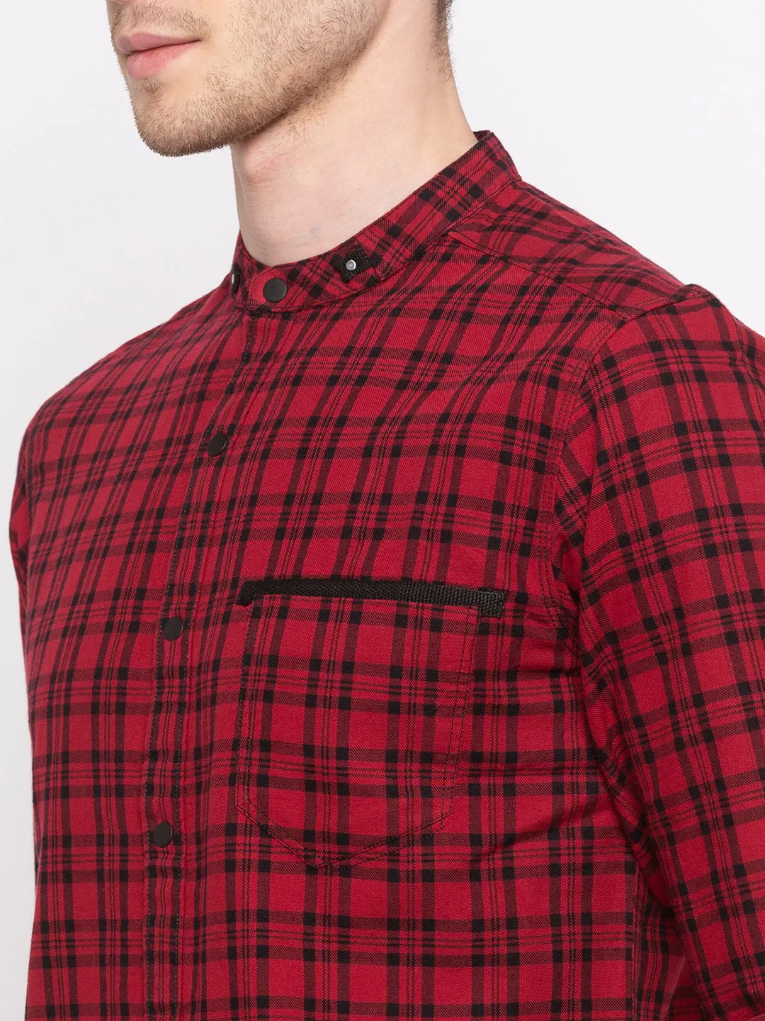 Spykar Men Red Checked Slim Fit Casual Shirt