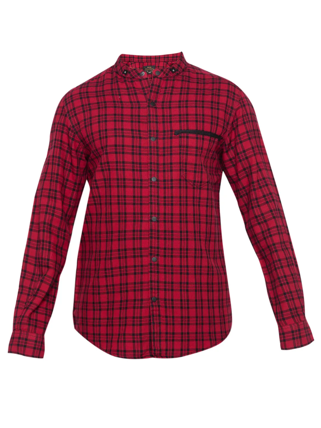 Spykar Men Red Checked Slim Fit Casual Shirt