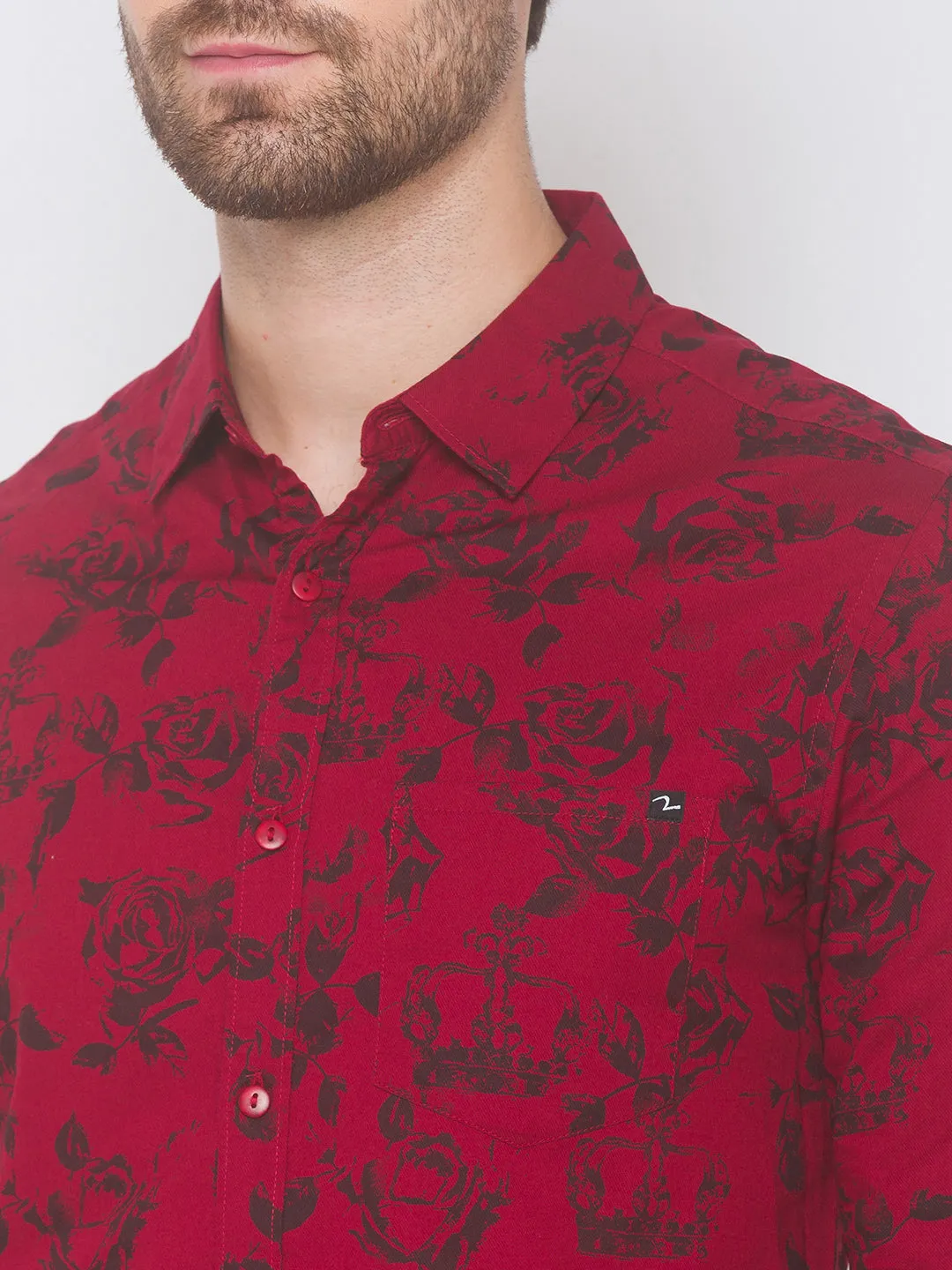 Spykar Men Red Cotton Shirts (Uniqlo)