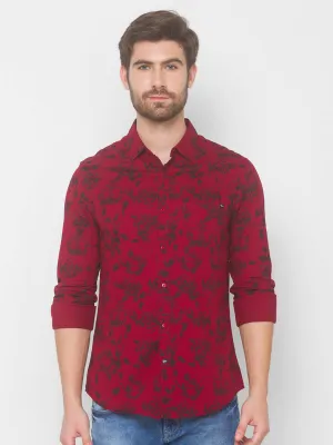 Spykar Men Red Cotton Shirts (Uniqlo)