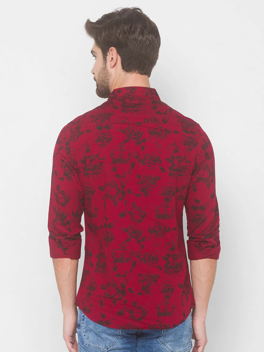 Spykar Men Red Cotton Shirts (Uniqlo)