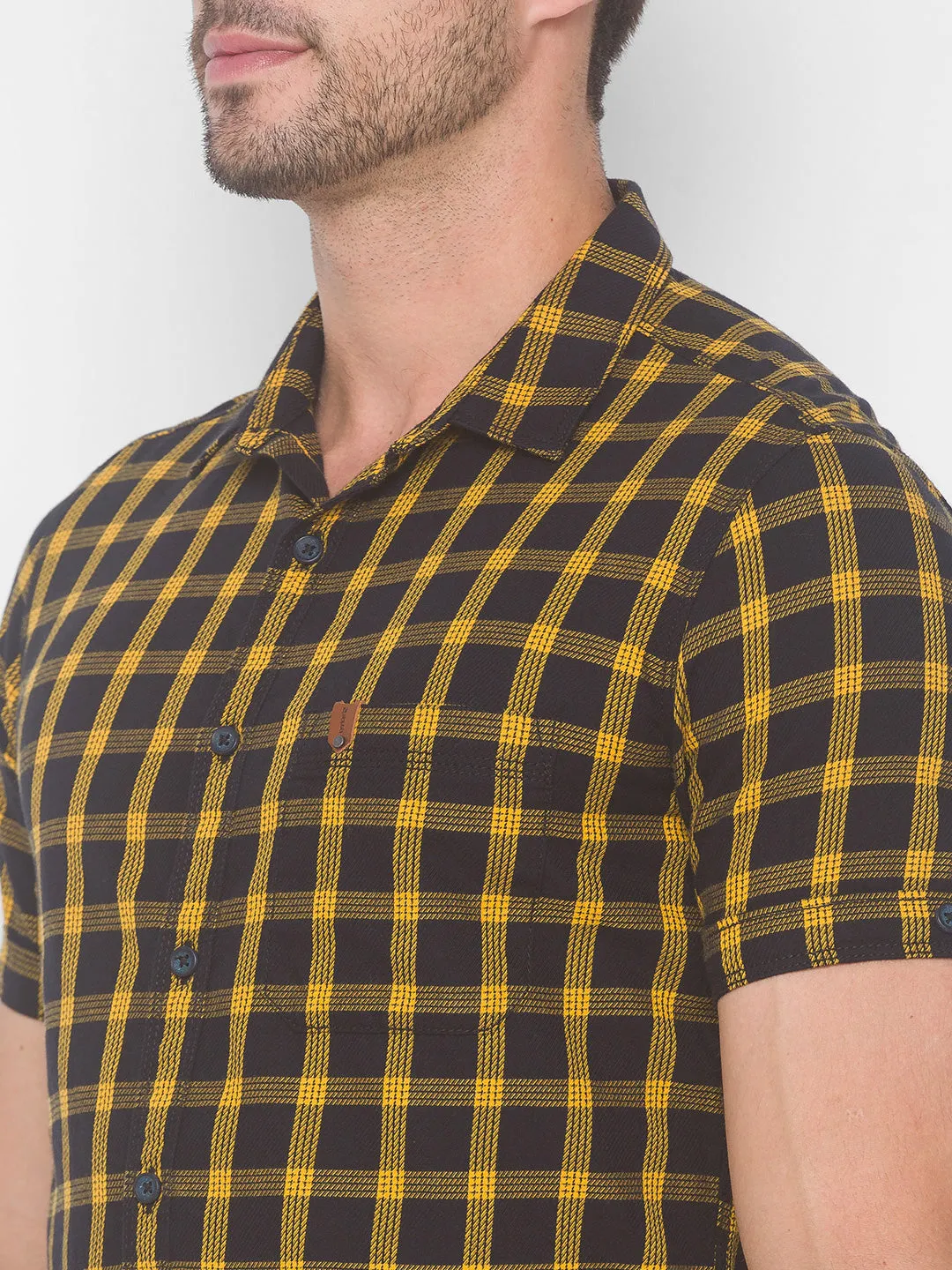 Spykar Men Sunset Yellow Cotton Shirts (Slim)