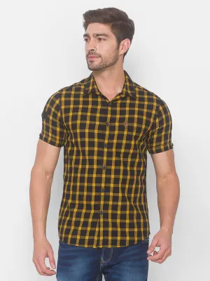 Spykar Men Sunset Yellow Cotton Shirts (Slim)