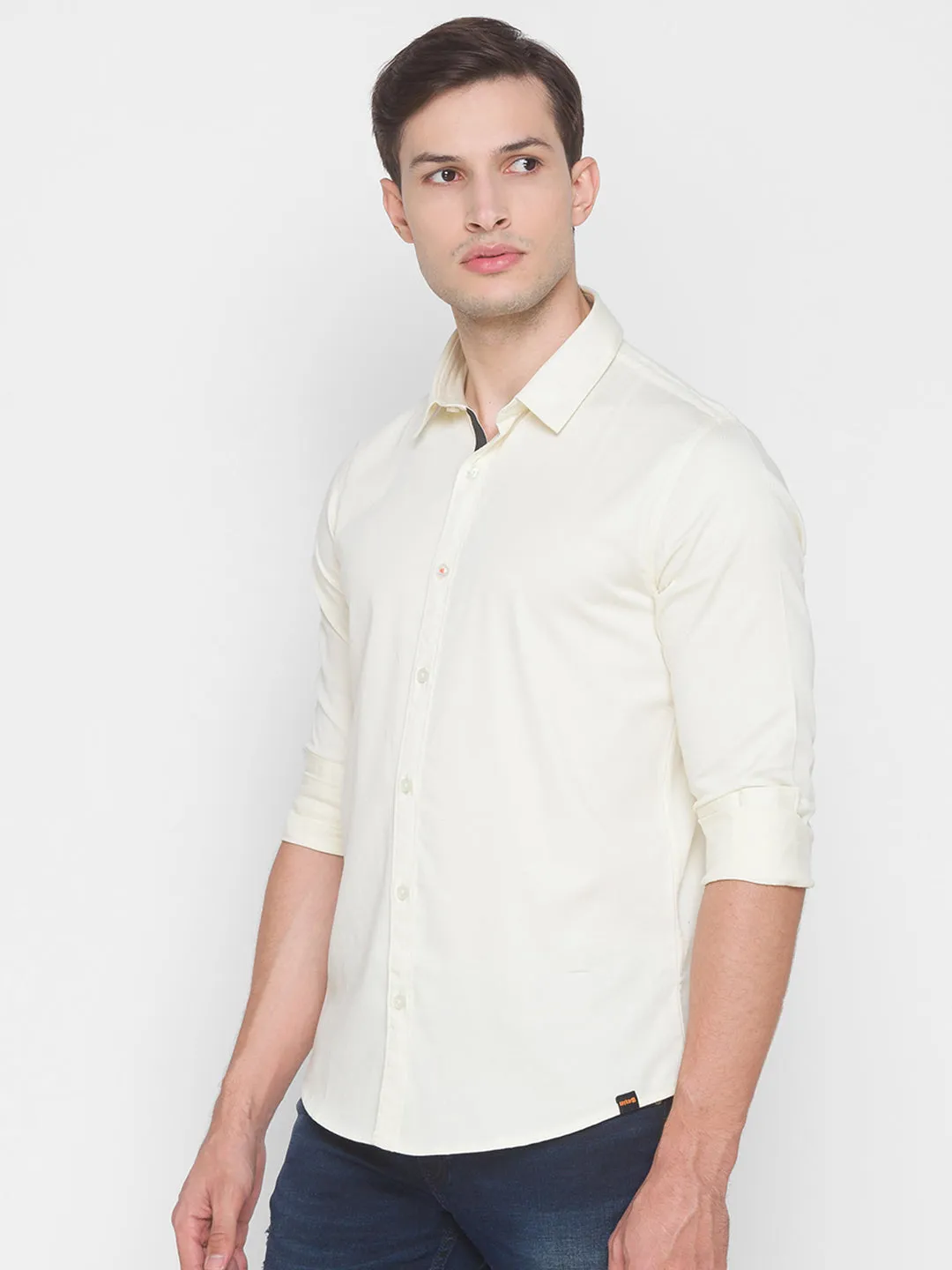 Spykar Slim Fit Brown Cotton Men Shirt