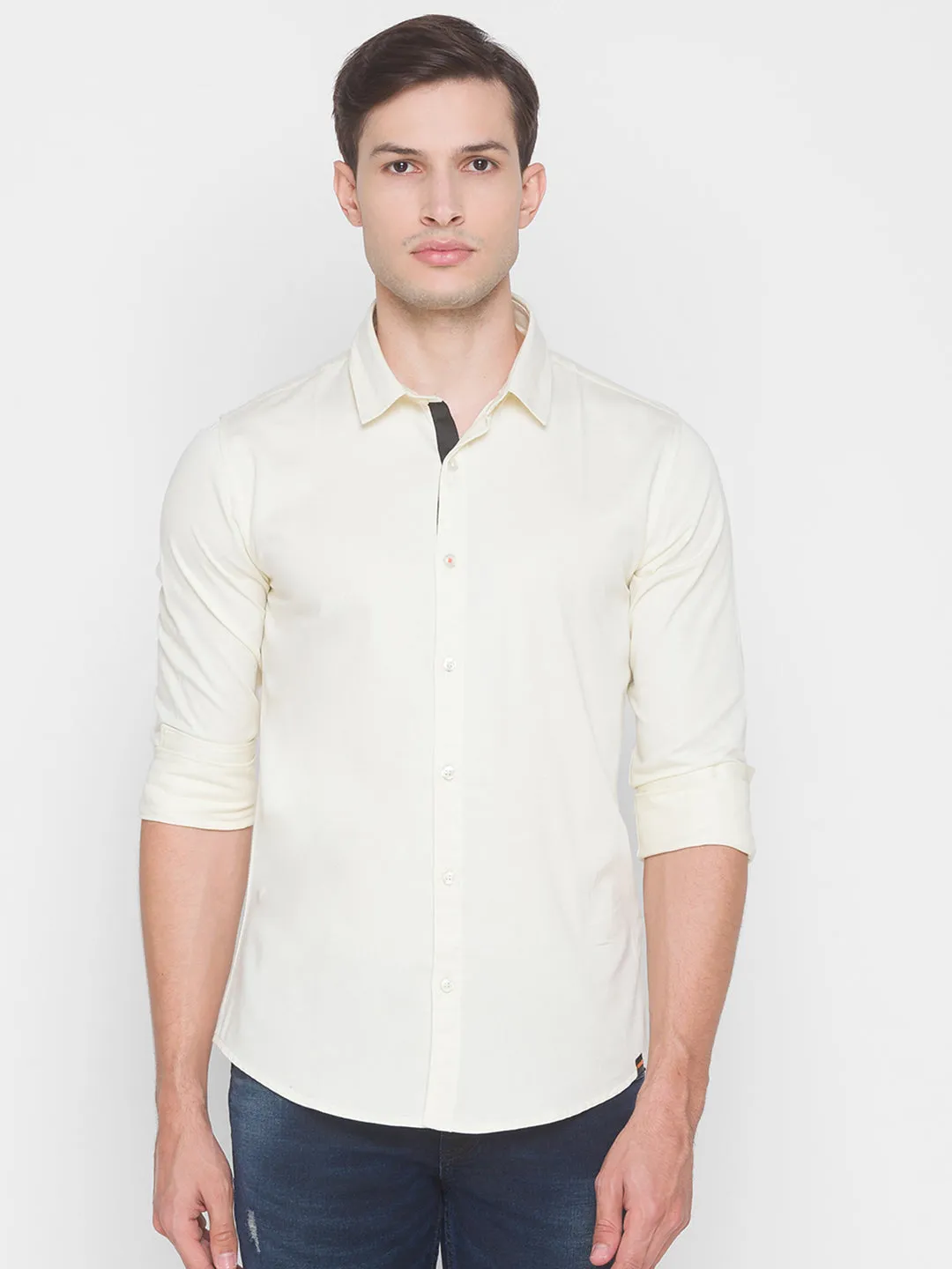 Spykar Slim Fit Brown Cotton Men Shirt