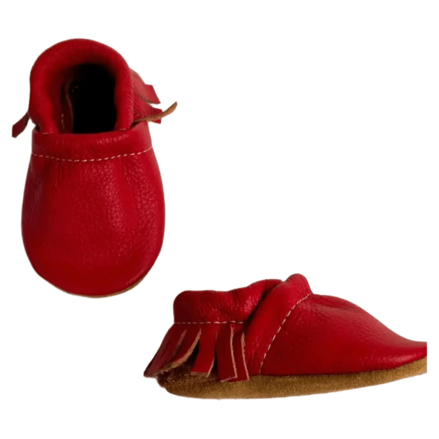 Starry Knight Moccasin Booties- Cherry Red