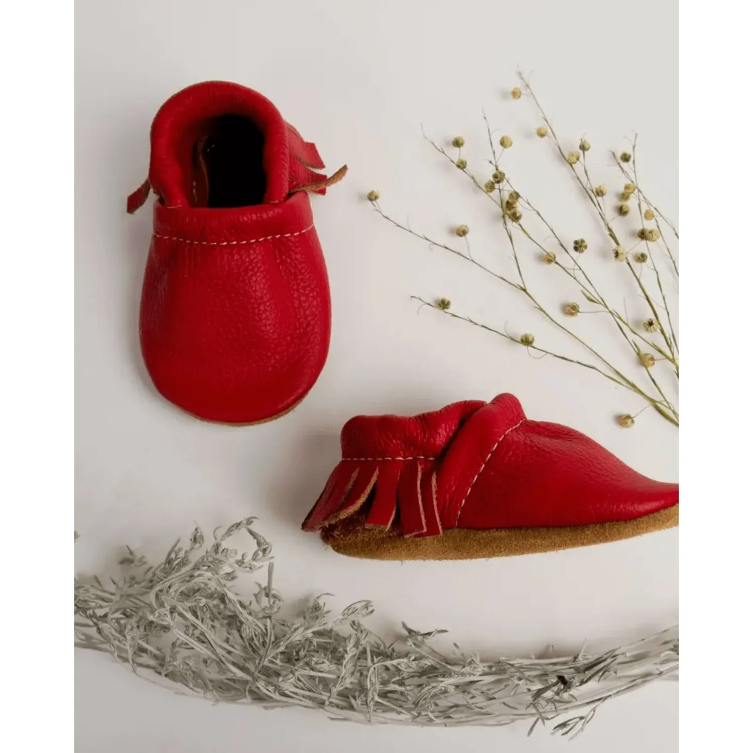 Starry Knight Moccasin Booties- Cherry Red